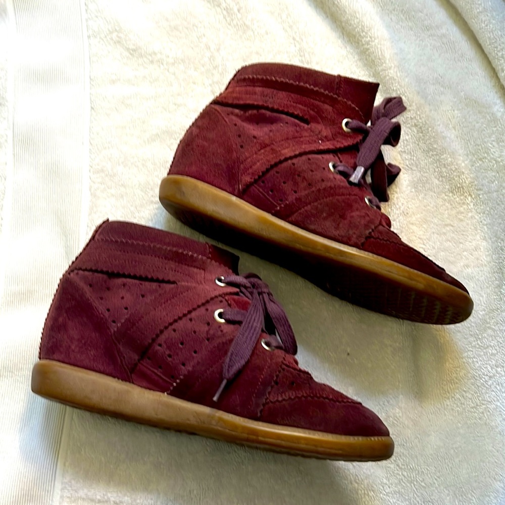 Isabel Marant Etoile Suede Hidden Wedge Lace-Up Booties EU 39